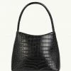 Brie Leon Chloe Matte Black Croc Recycled PU Top Handle Bag