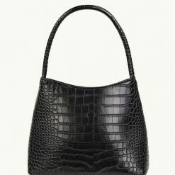 Brie Leon Chloe Matte Black Croc Recycled PU Top Handle Bag