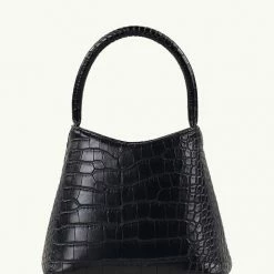 Brie Leon Mini Chloe Black Matte Croc Bag