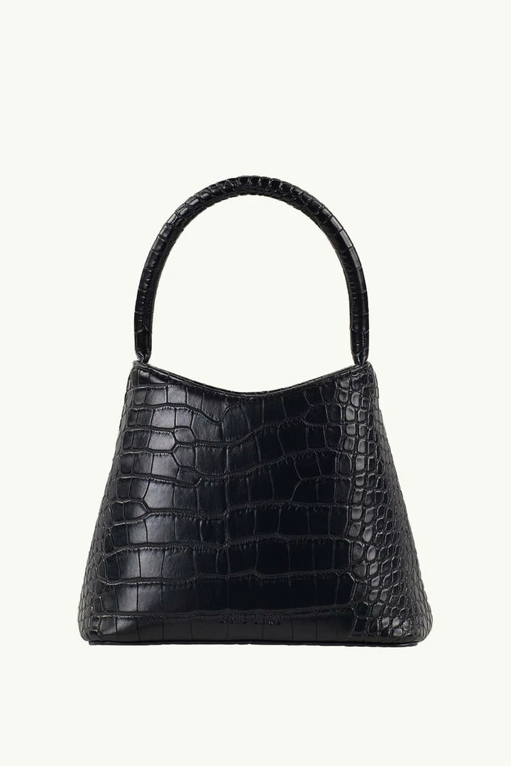 Brie Leon Mini Chloe Black Matte Croc Bag