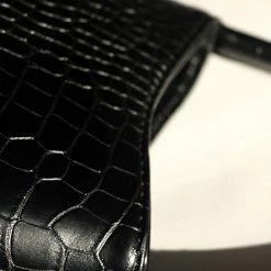 Brie Leon Mini Chloe Black Matte Croc Bag