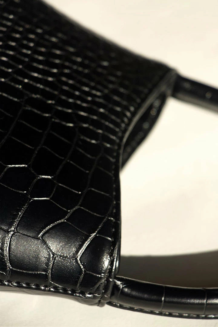 Brie Leon Mini Chloe Black Matte Croc Bag