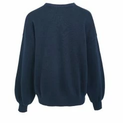 Among The Brave Carefree Navy Slouchy Puff Sleeve Knit Fashion