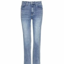 Among The Brave Carlie Straight Leg Distressed Raw Hem Faded Jean Fashion