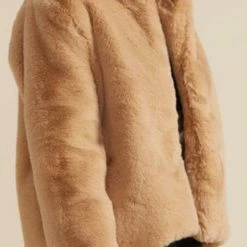 Mink Pink Carmel Honey Faux Fur LS Coat Fashion