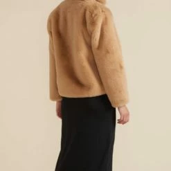 Mink Pink Carmel Honey Faux Fur LS Coat Fashion