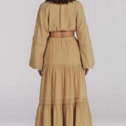 Charlie Holiday Fashion Monica Natural Cotton Tiered Maxi Skirt