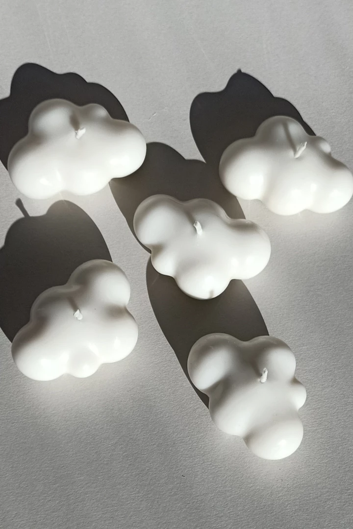 Master + Jack Extra Small Clouds White Candle Unscented H5cm X W7cm Living & Decor