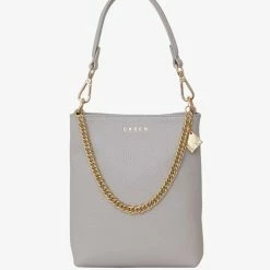 Saben Suit Separates Coco Glacier Leather Bucket Bag With Gold Chain Detail
