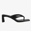 St Sana Accessories Courtney Black Vegan Leather Jandal Style Mule Heels