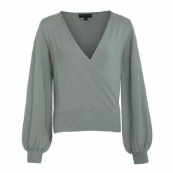 Among The Brave Cross My Heart Mint Green Relaxed Balloon Sleeve Ballerina Knit