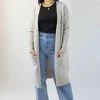 Among The Brave Fashion Secure Oat Longline Knit Cardigan With Pockets