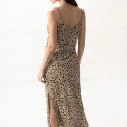 Among The Brave Fashion Moonlight Natural Animal Midi Slip Dress