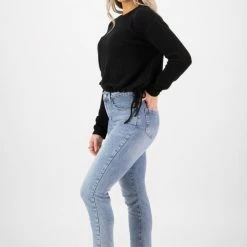 Among The Brave Fashion Rylee Black Slouchy Tie Hem Soft Brushed Sweat