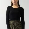 Ivy + Jack Radiant Black LS Rib Knit Crew Neck Top Fashion