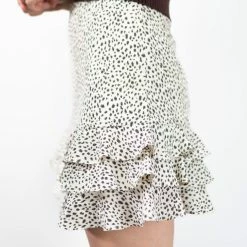 Ivy + Jack Darling Cream Leopard Triple Frill Skirt Fashion