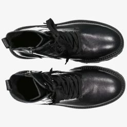 Minx Dazed Black Leather Lace Up Combat Boots Accessories