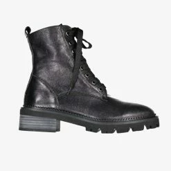 Minx Dazed Black Leather Lace Up Combat Boots Accessories