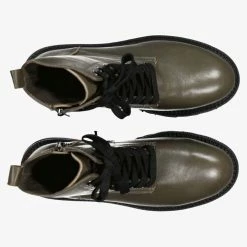 Minx Dazed Khaki Leather Lace Up Combat Boots Accessories