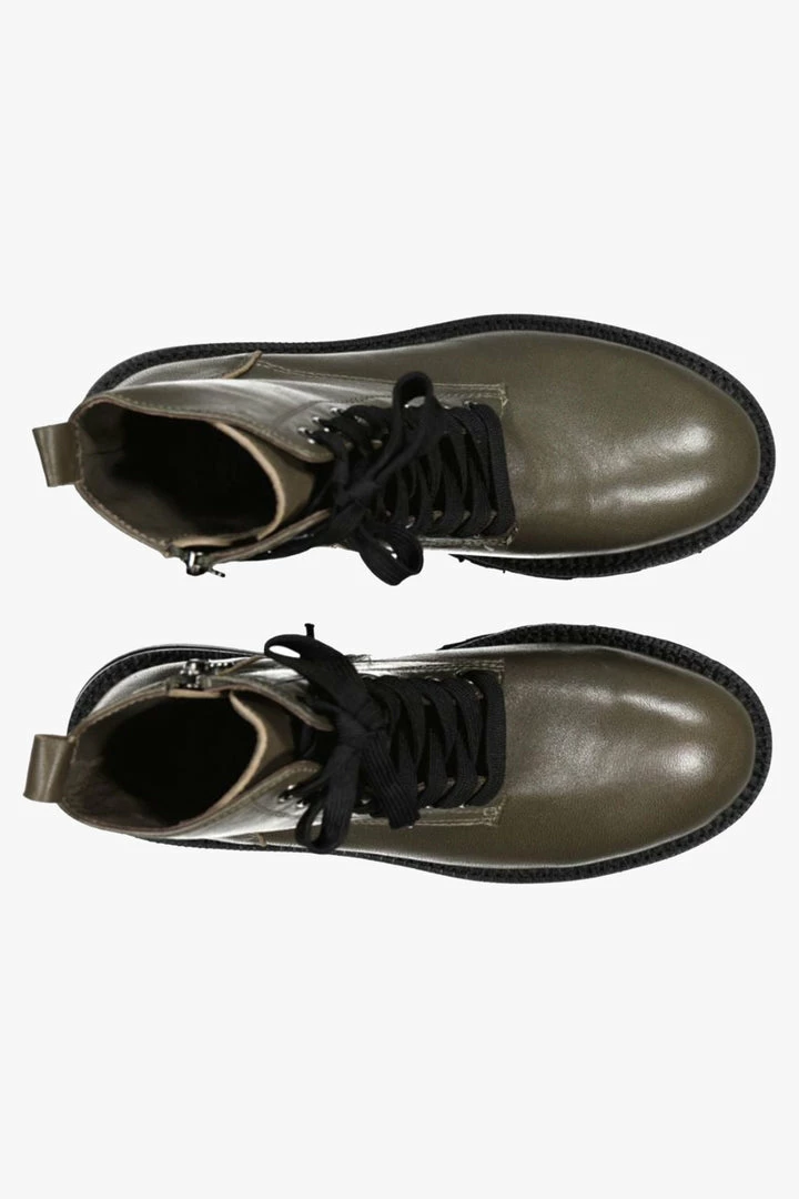 Minx Dazed Khaki Leather Lace Up Combat Boots Accessories