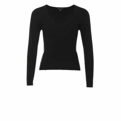 Among The Brave Desire Black LS V Neck Rib Knit Top