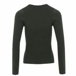 Among The Brave Desire Dark Khaki LS V Neck Rib Knit Top