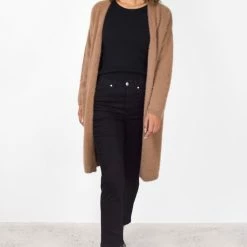 Among The Brave Divine Walnut Eyelash Yarn Long Line Cardigan