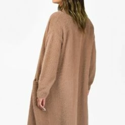 Among The Brave Divine Walnut Eyelash Yarn Long Line Cardigan