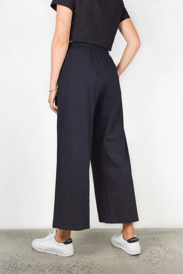 Among The Brave Fashion Time Out Black Wide Leg Stretch Jersey Relaxed Pant