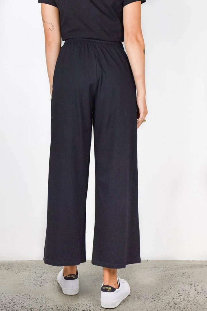 Among The Brave Fashion Time Out Black Wide Leg Stretch Jersey Relaxed Pant