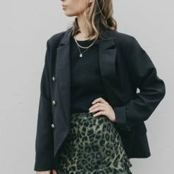 Ivy + Jack Fashion Darling Khaki Leopard Triple Frill Mini Skirt