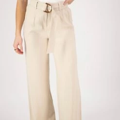 Ivy + Jack Fearless Sand Dune Pleat Front High Waist Belted Wide Leg Pant Fashion