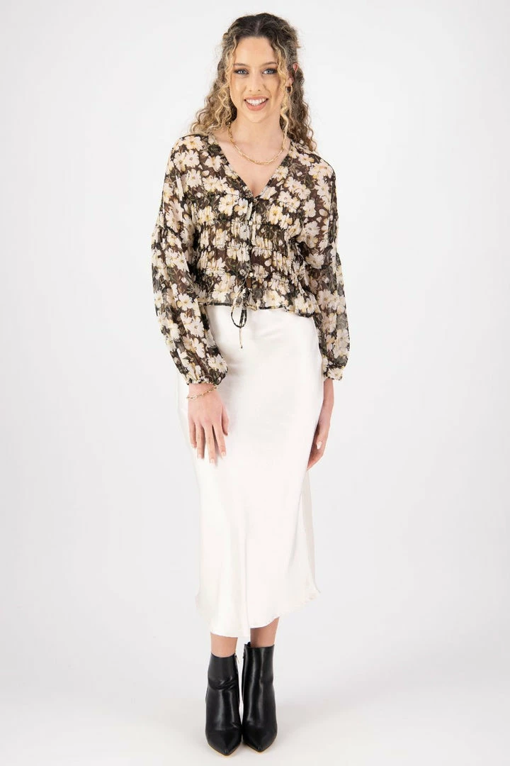 Ivy + Jack Jolie Ivory Gardenia LS Button Down Top Fashion