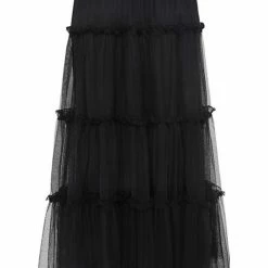 Ivy + Jack Fashion Neve Black Tiered Midi Tulle Skirt