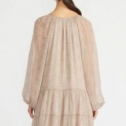 Staple The Label Fashion Emilia Smock Multi Natural Leopard LS Mini Dress