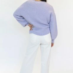 Among The Brave Keeper Lilac Chunky Textured Boxy Balloon Sleeve Knit
