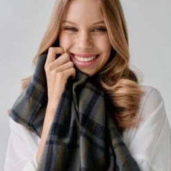 Sophie Accessories Checks Charcoal 100% Recycled Polyester Scarf