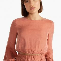 Staple The Label Fashion Elena Crop Terracotta LS Top