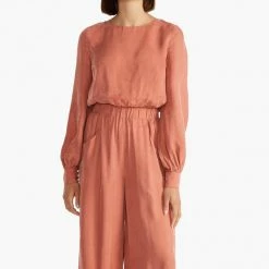 Staple The Label Fashion Elena Crop Terracotta LS Top