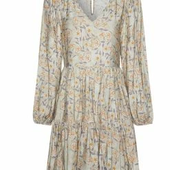 Ivy + Jack Elsa Pistachio Floral LS V Neck Smock Dress Fashion