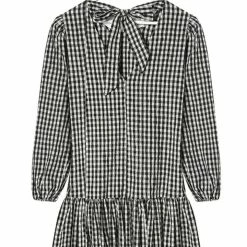 Ivy + Jack Emelia Black Check Mid Sleeve Smock Dress Fashion