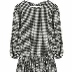 Ivy + Jack Emelia Black Check Mid Sleeve Smock Dress Fashion