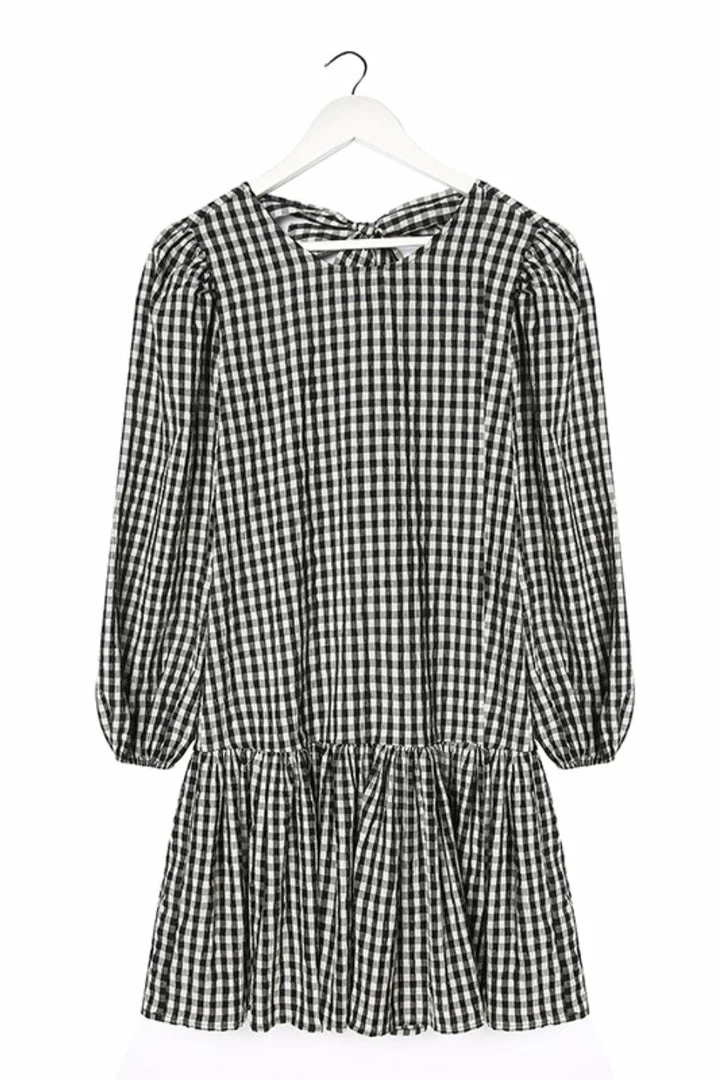 Ivy + Jack Emelia Black Check Mid Sleeve Smock Dress Fashion