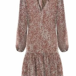 Ivy + Jack Fashion Emelia Brown Leopard Mid Sleeve Smock Dress