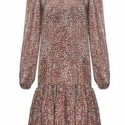 Ivy + Jack Fashion Emelia Brown Leopard Mid Sleeve Smock Dress