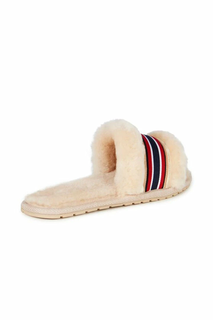 Emu Wrenlette Natural Wool Stripe Slide On Slipper