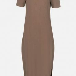 Among The Brave Enchanting Square Neck SS Mushroom Rib Midi Dress Fashion