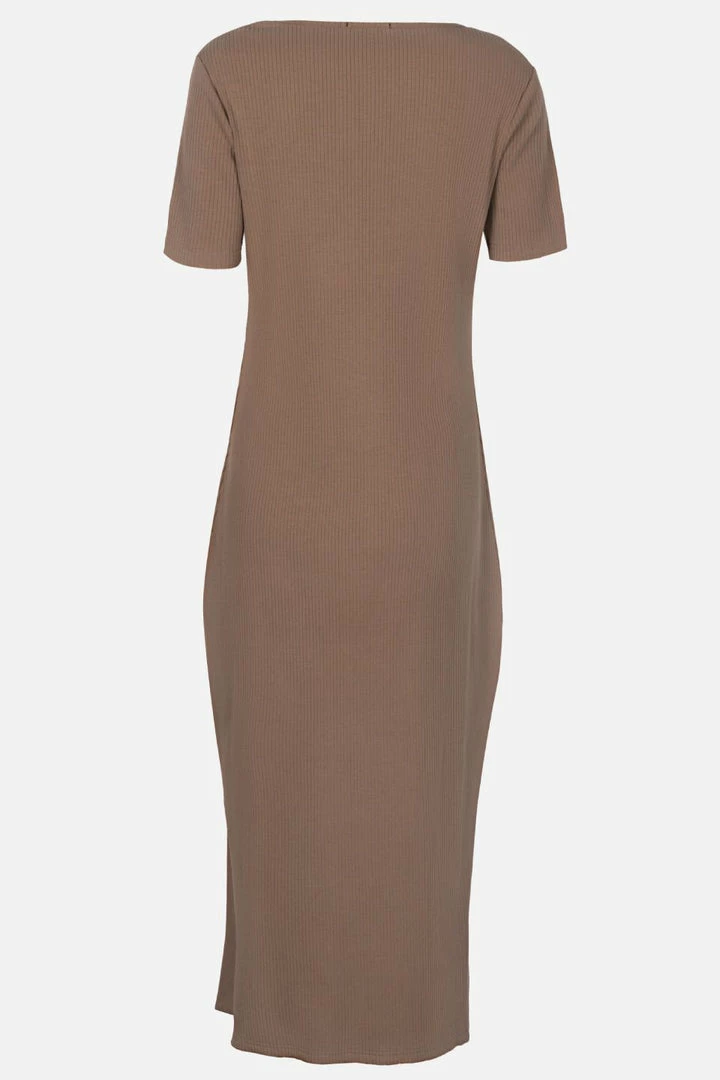 Among The Brave Enchanting Square Neck SS Mushroom Rib Midi Dress Fashion