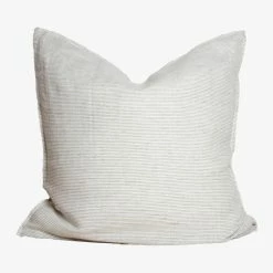 Home Lab 100% French Linen Euro Pillowcase Charcoal Pinstripe 65 X 65cm