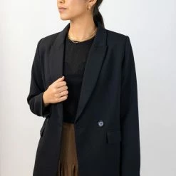 Ivy + Jack Cooper Black Crepe Boyfriend Semi Fitted Blazer Fashion